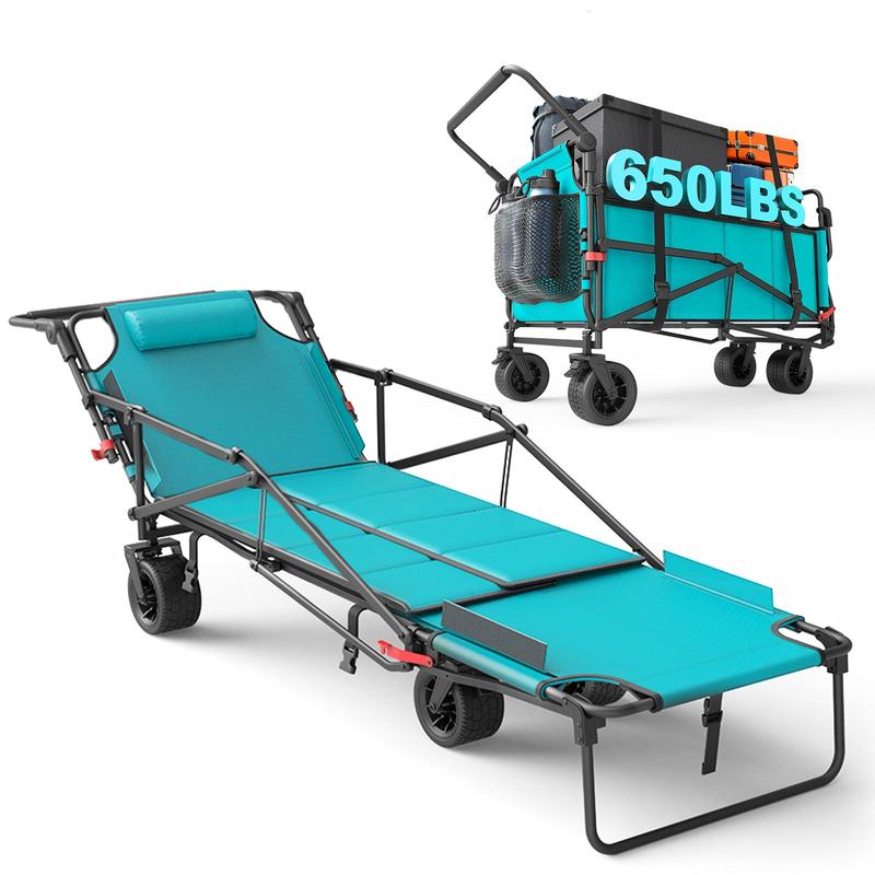 LEVELEVE Sturdy 2-in-1 Alloy Steel Heavy Duty Shopping Cart & Chair - 650LBS Capacity, Adjustable Backrest, All-Terrain Collapsible Foldable Rolling Trolley for Camping, Groceries, Shopping Carts, Heavy Duty Cart