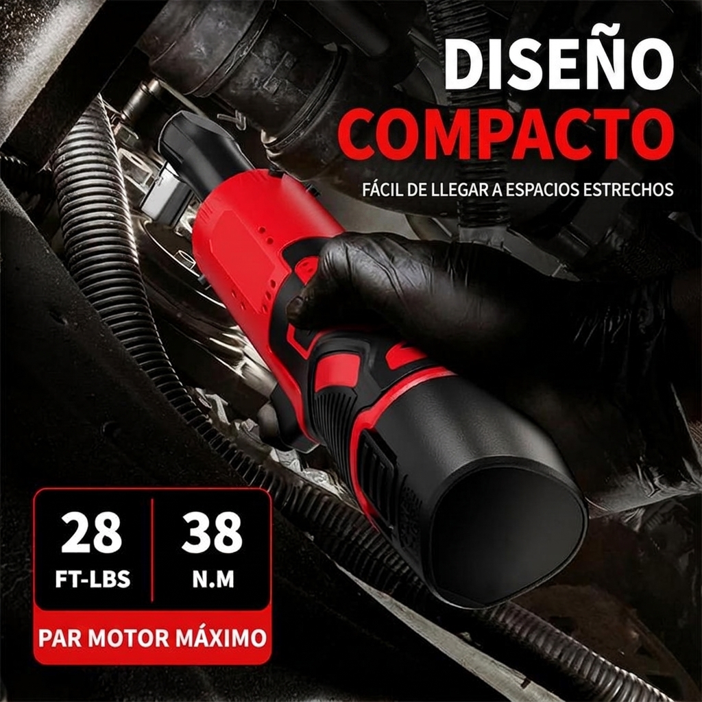 Llave de Carraca Eléctrica Inalámbrica 45 Nm, 3/8", para Coches, Motos y DIY