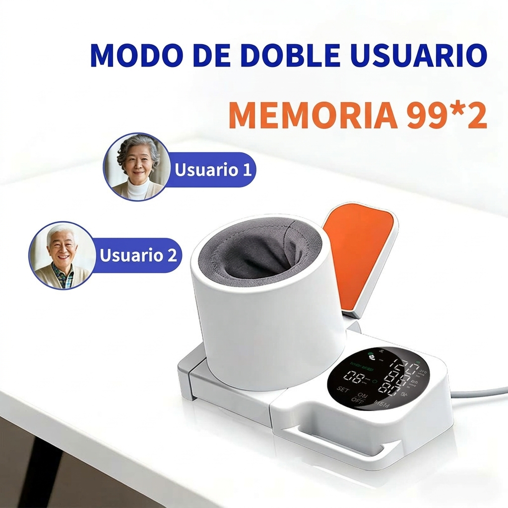 Monitor de presión arterial de brazo, ABS de grado médico, dispositivo inteligente para el hogar, alta precisión, medición con un solo toque, pantalla LED de fácil lectura, ajuste automático de amplio rango, memoria de lectura de 99x2, ajuste consistente,