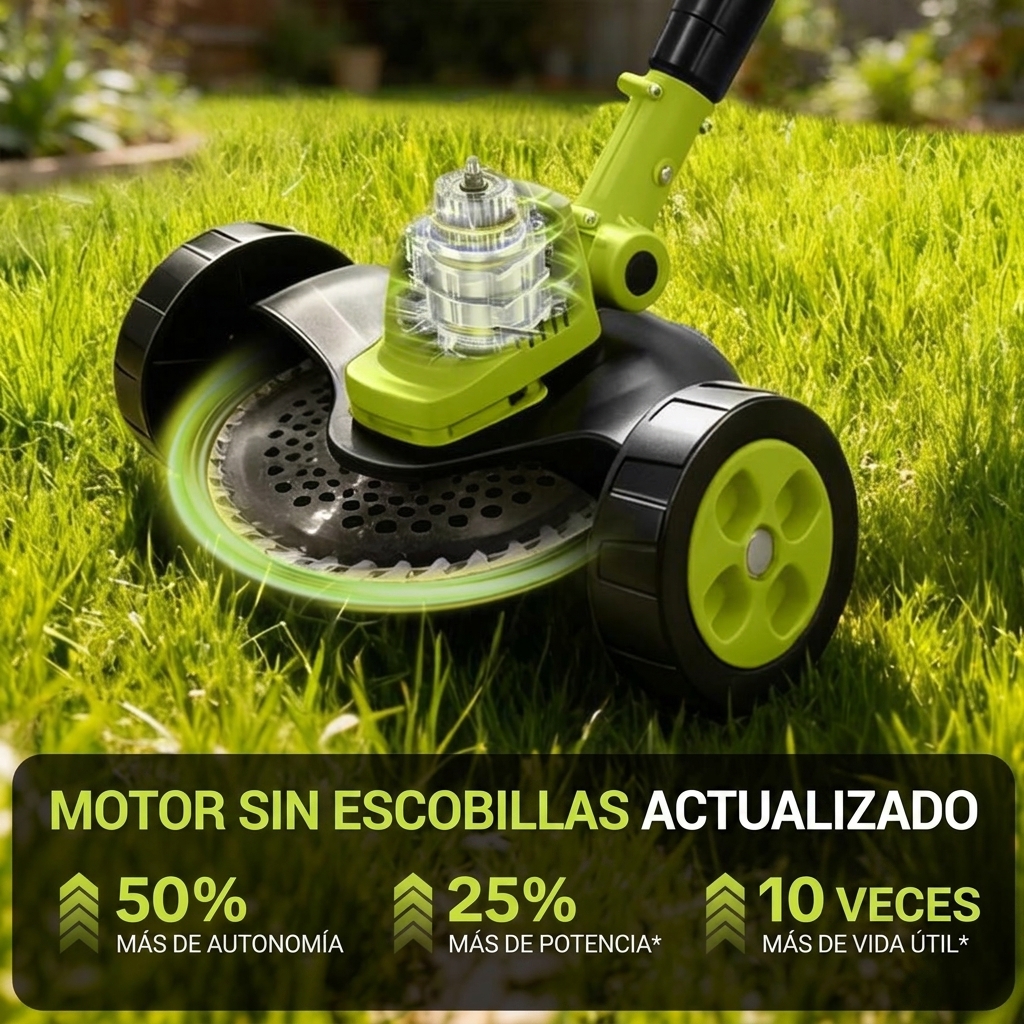 Cortabordes eléctrico inalámbrico, 3 accesorios de corte diferentes para recortar el césped y perfilar bordes, con 2 baterías y diseño ligero; ideal para patios y jardines.