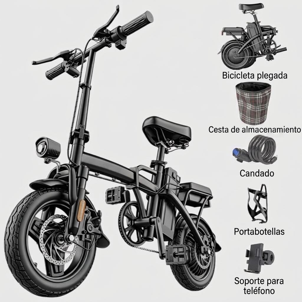 Bicicleta eléctrica plegable para adultos: bicicleta eléctrica compacta para desplazamientos urbanos con una potencia máxima de 1000 W y una autonomía de 35 a 50 km, 3 modos de conducción para facilitar los desplazamientos diarios y la circulación por las