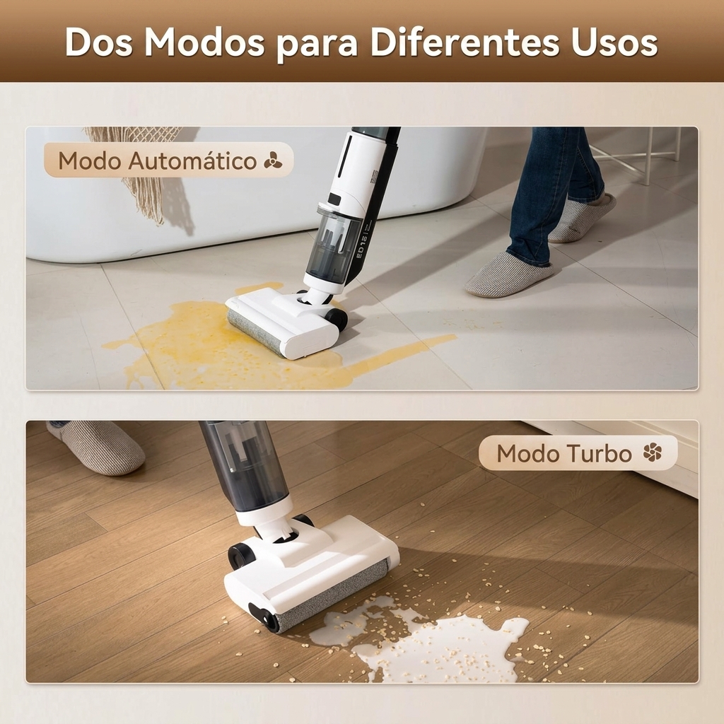Limpiador de suelos inteligente para uso en seco y húmedo: diseño inalámbrico, permite la limpieza de bordes de 1 mm, equipado con un sistema antienredos; cuerpo ligero, adecuado para suelos duros y para limpiar el pelo de las mascotas.