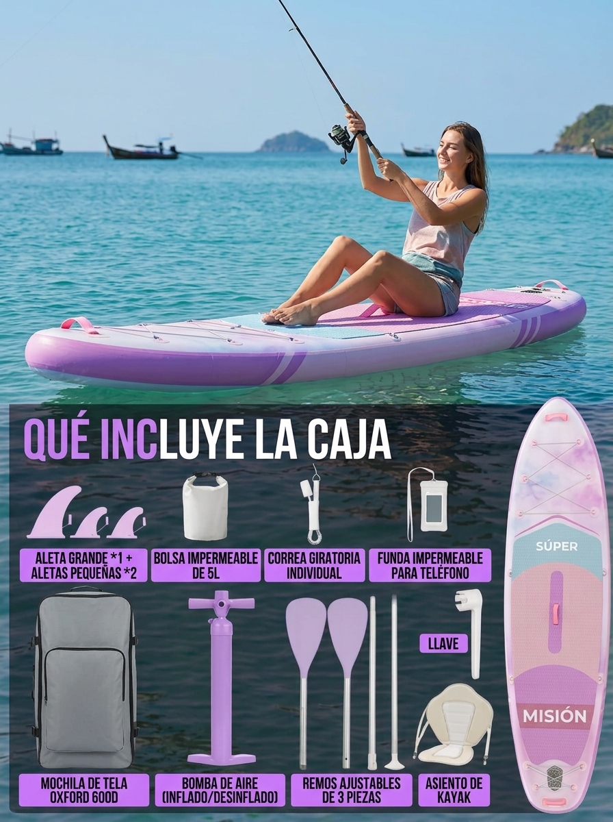 Tabla de paddle surf con todo el equipo incluido, tabla inflable para principiantes y familias, 323 x 83 x 15 cm, tabla SUP estable, capacidad de carga hasta 200 kg, cubierta de EVA antideslizante para adultos
