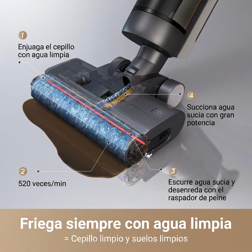 Aspiradora para sólidos y líquidos, aspiradora y fregona inalámbrica combinadas, con función de limpieza automática, limpiador de suelos inalámbrico apto para suelos duros, aspiradora para sólidos y líquidos con limpieza de bordes, temporada de regreso a 