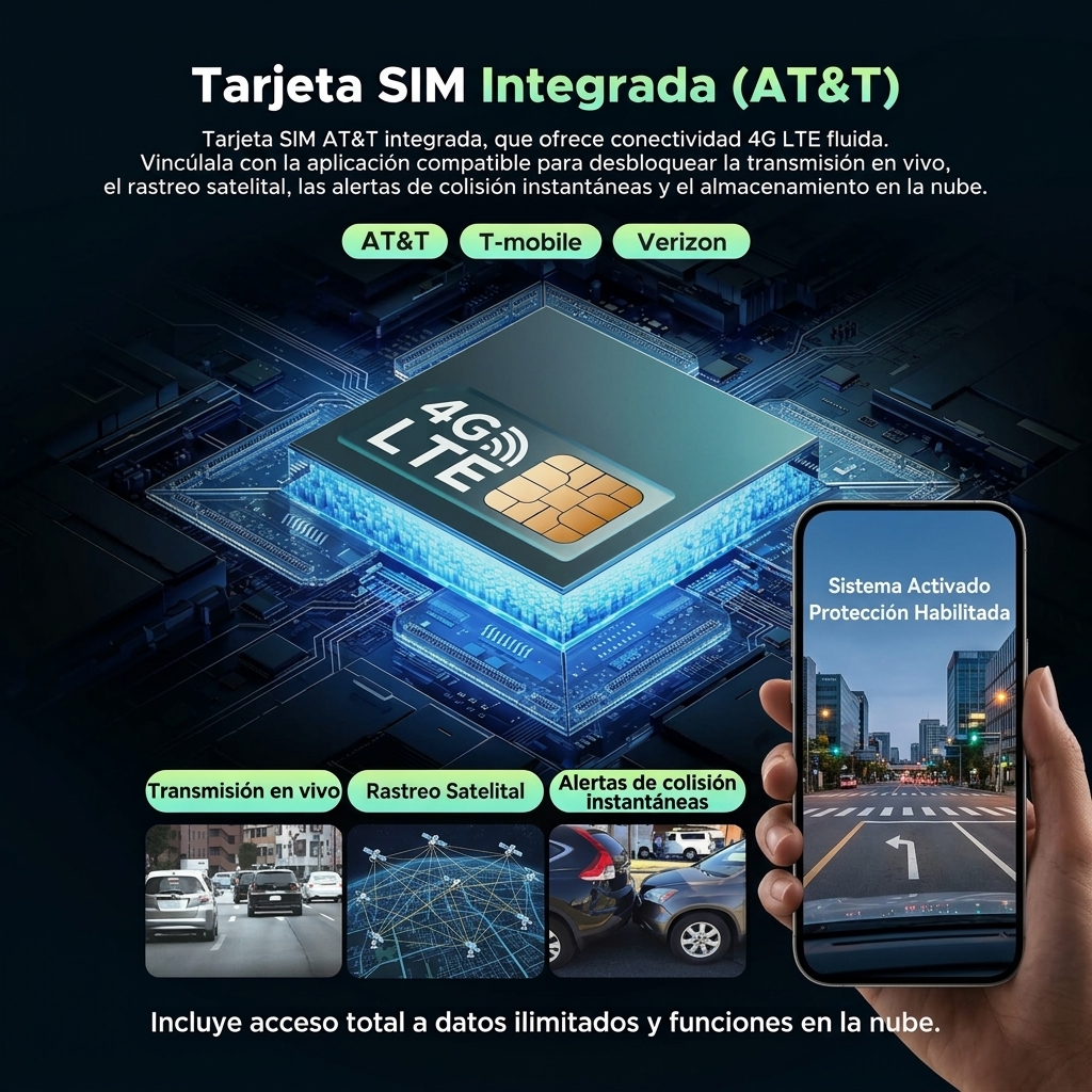 Cámara de Seguridad para Coche 4G LTE sin Suscripción, Vista Remota en Tiempo Real, GPS, Monitorización 24/7, Alertas Inteligentes y Grabación en la Nube