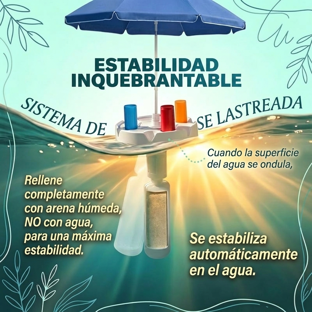 Sombrilla flotante para piscina con barra y base, sombrilla portátil para mesa de bar de piscina con portavasos y soporte para teléfono, sombra flotante para la piscina, incluye bolsa de transporte fácil, para el interior de la piscina, área de baño, casa