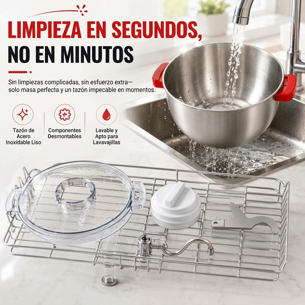 Máquina para Hacer Masa de Pizza y Pan, Amasadora Eléctrica 7L con Función de Fermentación, Bol de Acero Inoxidable 304, Tapa Extraíble y Panel Táctil, Ideal para Pizza Casera**