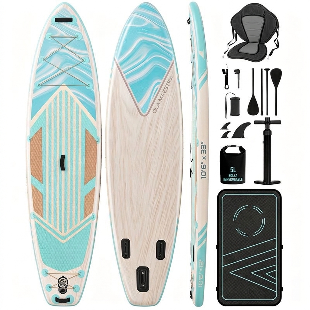 Tabla de paddle surf con todo el equipo incluido, tabla inflable para principiantes y familias, 323 x 83 x 15 cm, tabla SUP estable, capacidad de carga hasta 200 kg, cubierta de EVA antideslizante para adultos