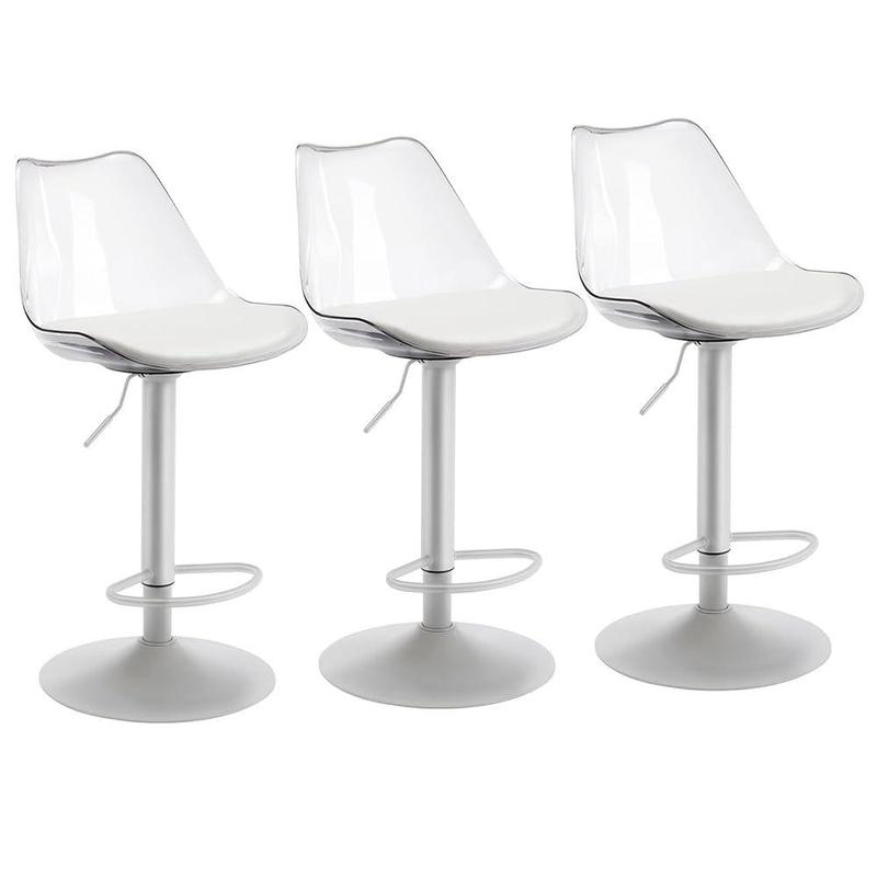 Juego de 2 taburetes de bar de acrílico transparente: giratorios y ajustables