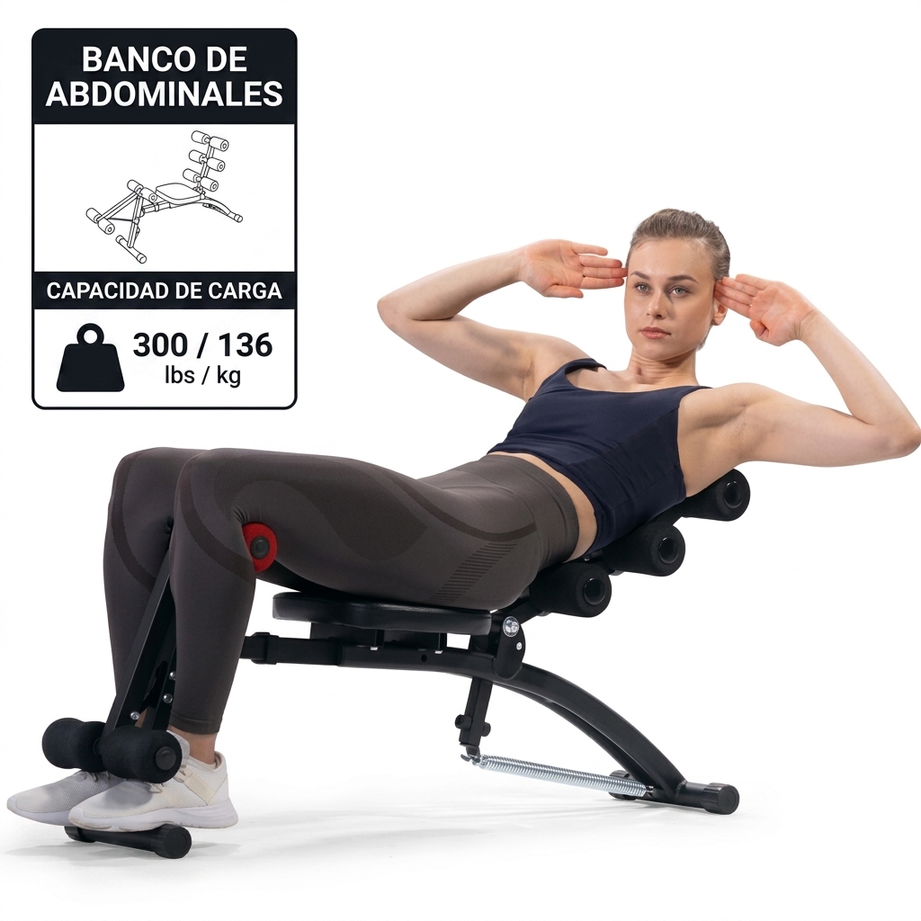 Entrenador de músculos abdominales, Banco de abdominales ajustable, entrenador de músculos abdominales para entrenamiento en casa para cintura, caderas, piernas, máx. 136 kg, para sentarse / bicicleta de aire / levantamiento de piernas, etc.