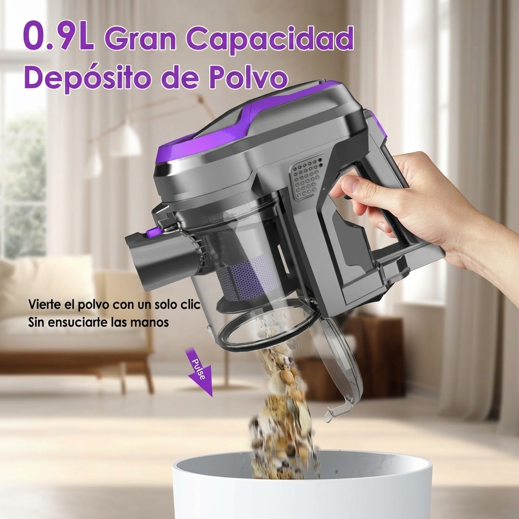 Aspiradora inalámbrica 6 en 1, potente succión, hasta 55 minutos de autonomía, equipada con pantalla inteligente y cabezal de cepillo antienredos.
