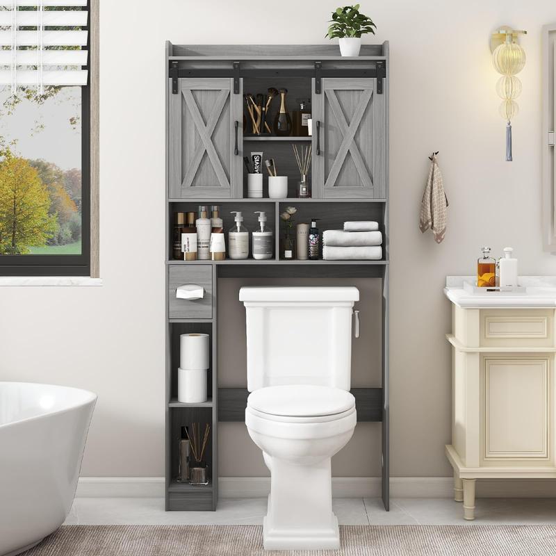 Mueble de almacenamiento para colocar sobre el inodoro, estilo casa de campo