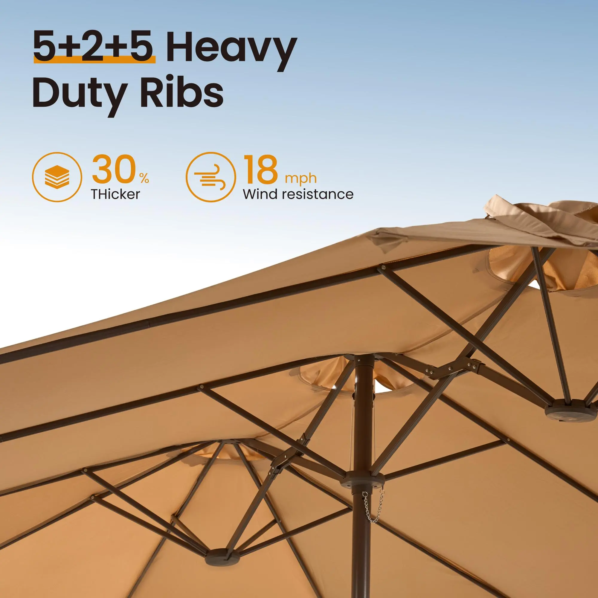 Sombrilla de patio de 15 pies con base: impermeable y ajustable-Envío gratis