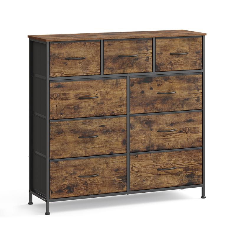 Cómoda de siete cajones, mueble de almacenamiento para dormitorio, fabricada en acero, tablero de fibra de densidad media y tela no tejida, adecuada para dormitorios, armarios, pasillos y salas de estar.