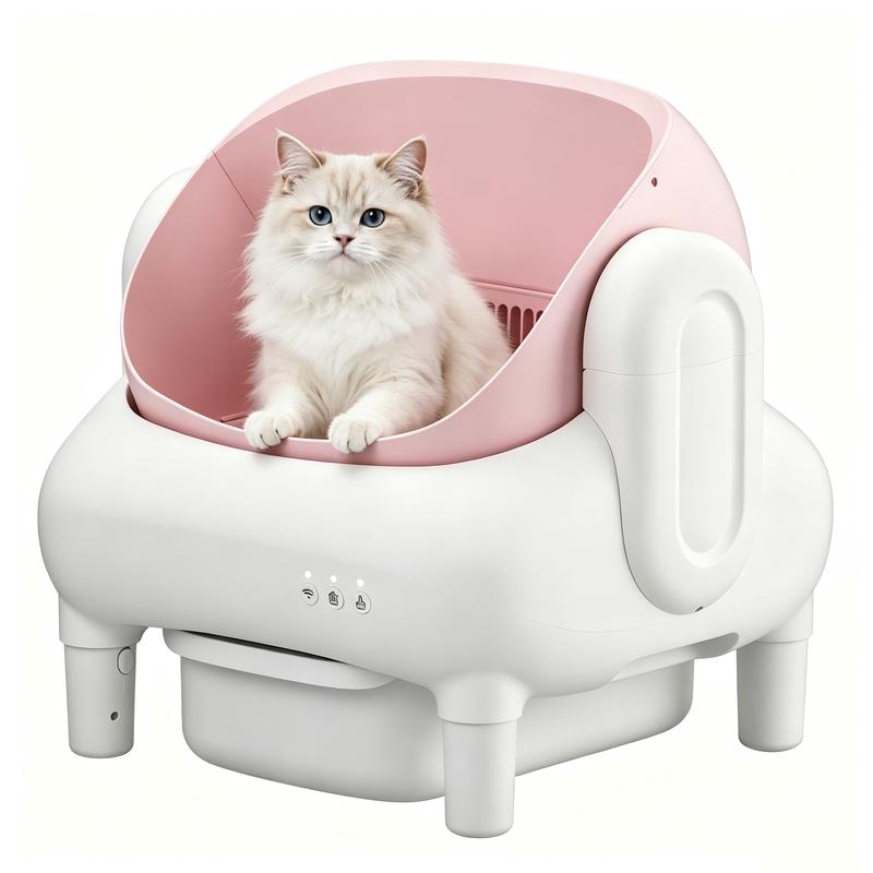 Arenero automático inteligente autolimpiable de tipo abierto (apto para hogares con varios gatos): doble tecnología de seguridad, funcionamiento silencioso, compatible únicamente con WiFi de 2,4 GHz, control mediante aplicación, diseño que bloquea los olo