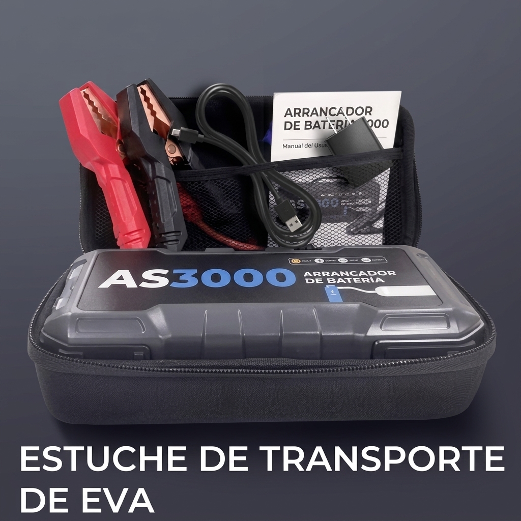 Arrancador de Coches, 24000mAh 3000A Arrancador de Baterias de Coche de Gasolina hasta 9L o 7L de Diésel
