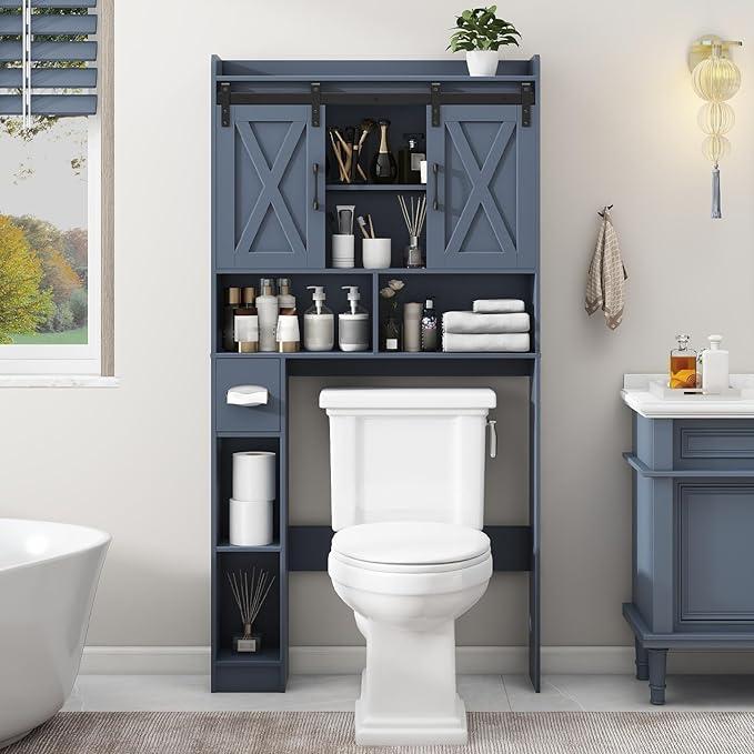Mueble de almacenamiento para colocar sobre el inodoro, estilo casa de campo