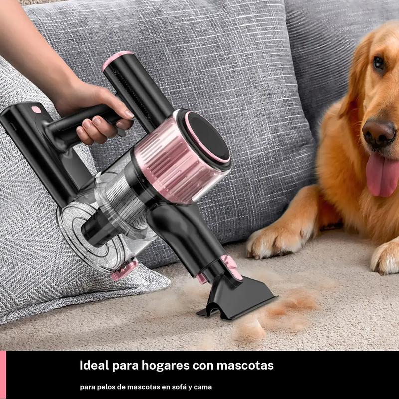 Aspiradora sin cable, recargable e inalámbrica, potente succión, ligero, pantalla LED, 3 modos de succión, batería desmontable, para suelos duros, alfombras y pelo de mascotas
