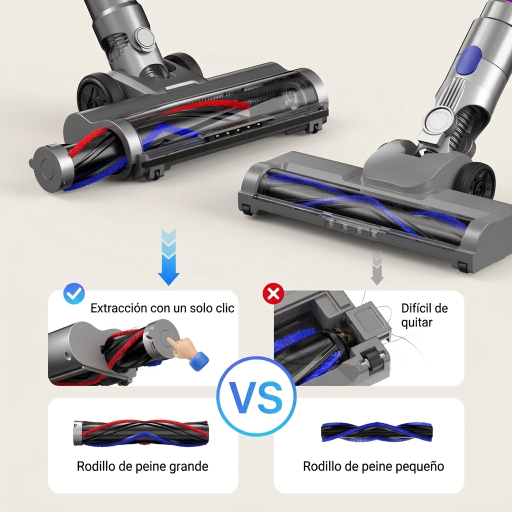 [Lanzamiento de nuevo producto en 2026] Aspiradora inalámbrica multifuncional, 45 minutos de autonomía, 180 W de potente succión, aspiradora de mano vertical, equipada con filtro HEPA, ligera y portátil, potente succión, cabezal de cepillo antienredos, lu