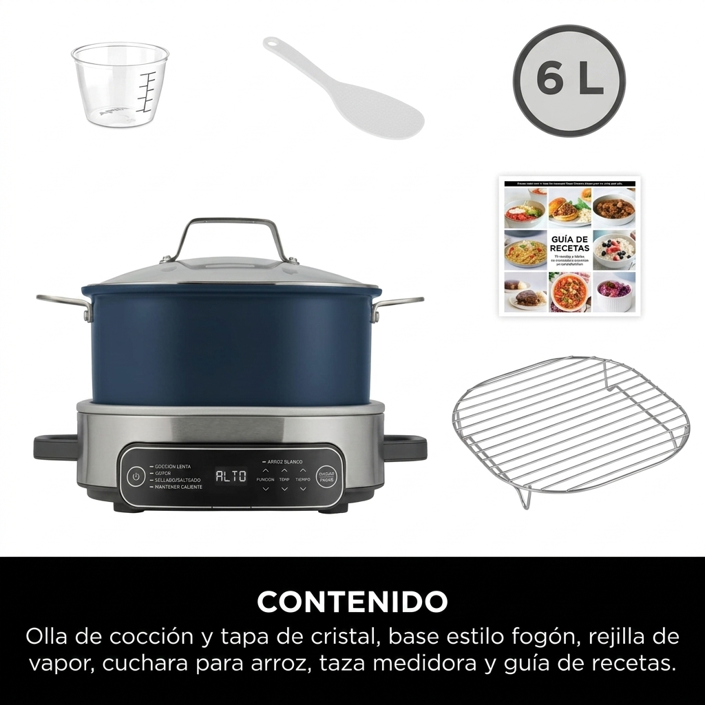 Olla arrocera y olla de cocción lenta multifuncional 8 en 1 (6L)-Envío gratis