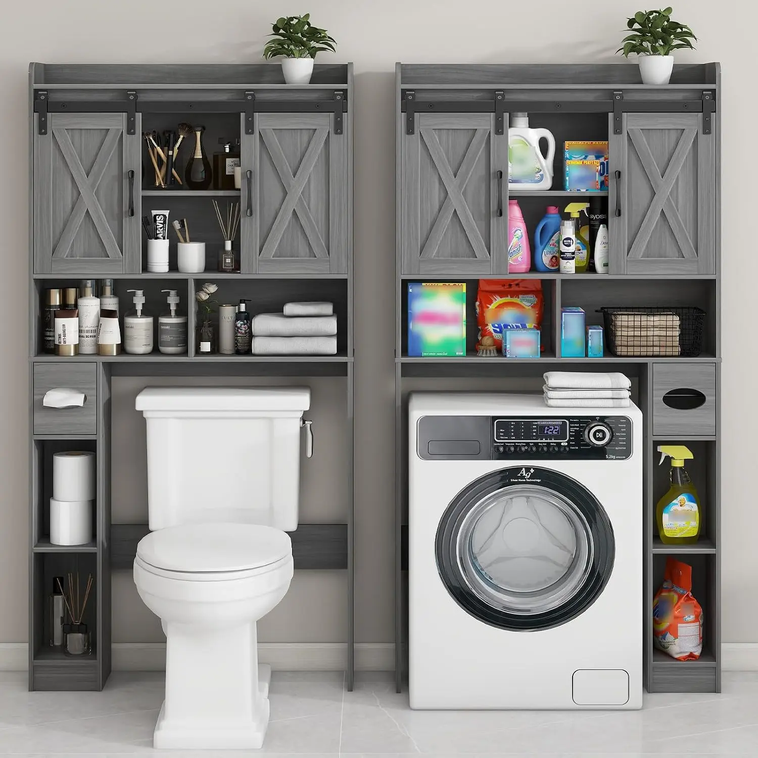 Mueble de almacenamiento para colocar sobre el inodoro, estilo casa de campo
