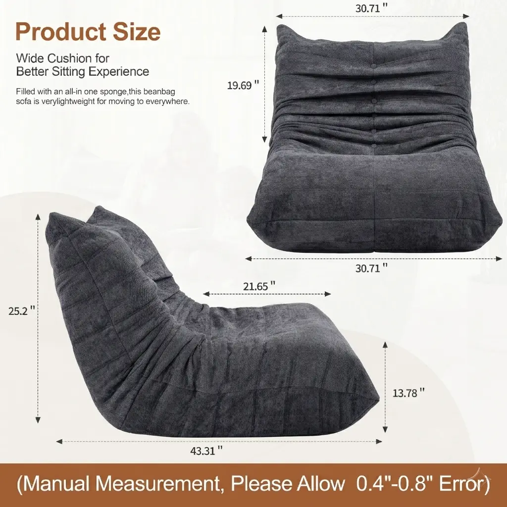 Sillón tipo puf extragrande de espuma viscoelástica verde