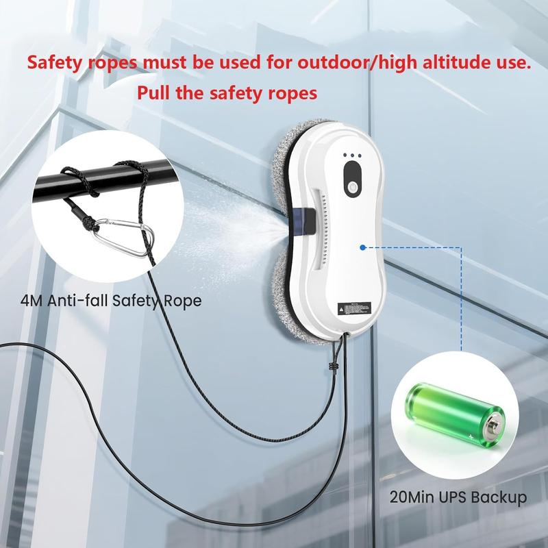 Robot Limpiacristales Inteligente con Pulverización Ultrasónica Automática Succión 5600Pa Control Remoto y Detección de Bordes para Ventanas y Espejos