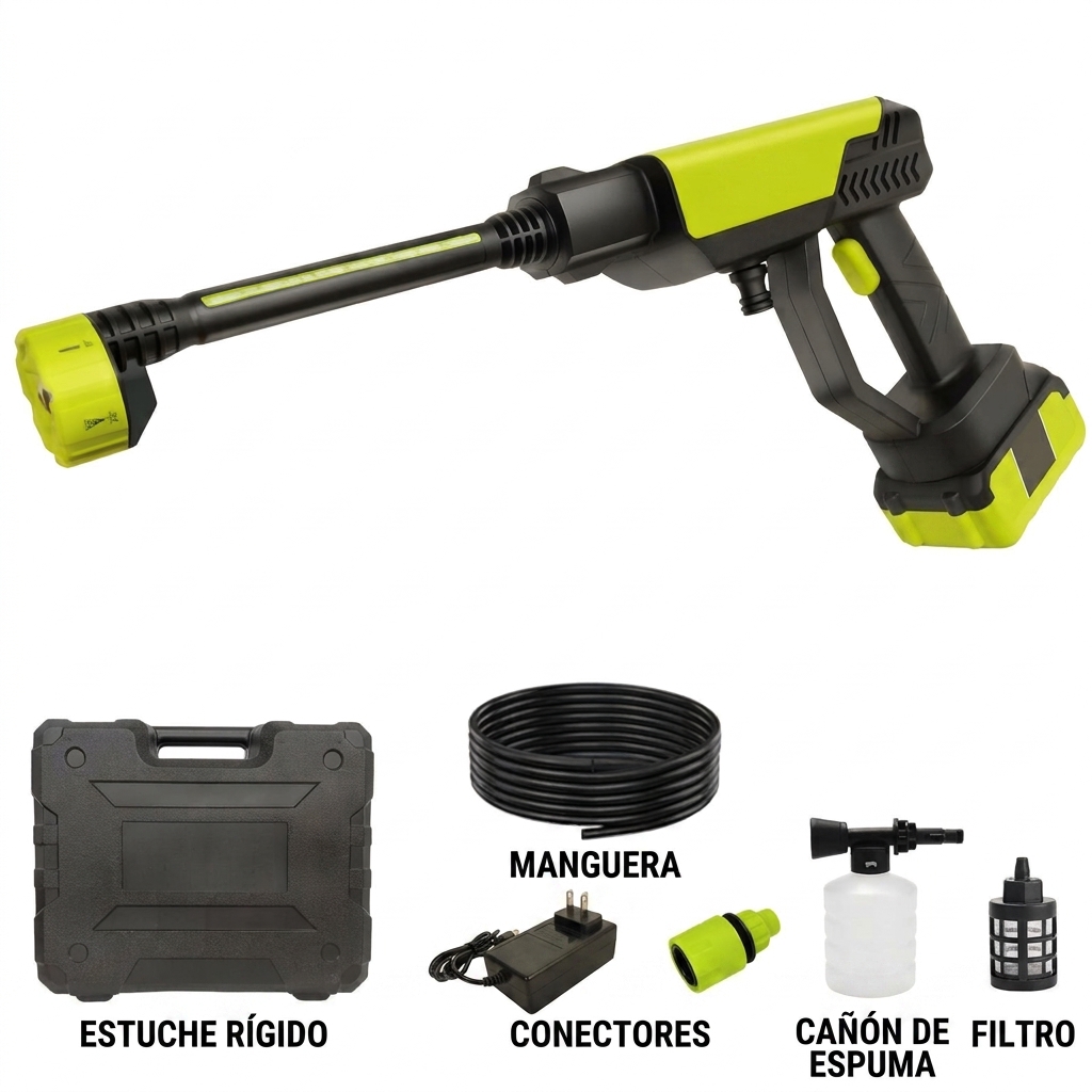 Kit combinado de lavado de autos inalámbrico de 21 V: incluye hidrolavadora de 1000 PSI y soplador de hojas turbo de 1000 G para lavado y secado de vehículos, así como limpieza de patios y jardines.