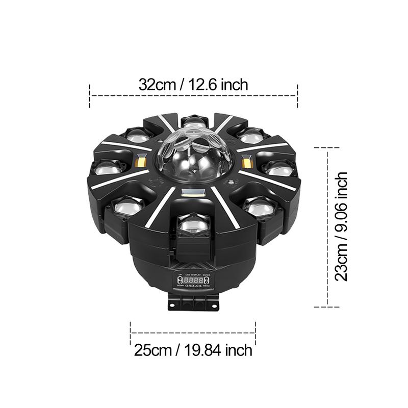 Cabeza móvil de DJ de 240 W con 8 brazos (luz de escenario RGBW), compatible con DMX-512 y control por voz: perfecta para fiestas, bodas y todo tipo de eventos.