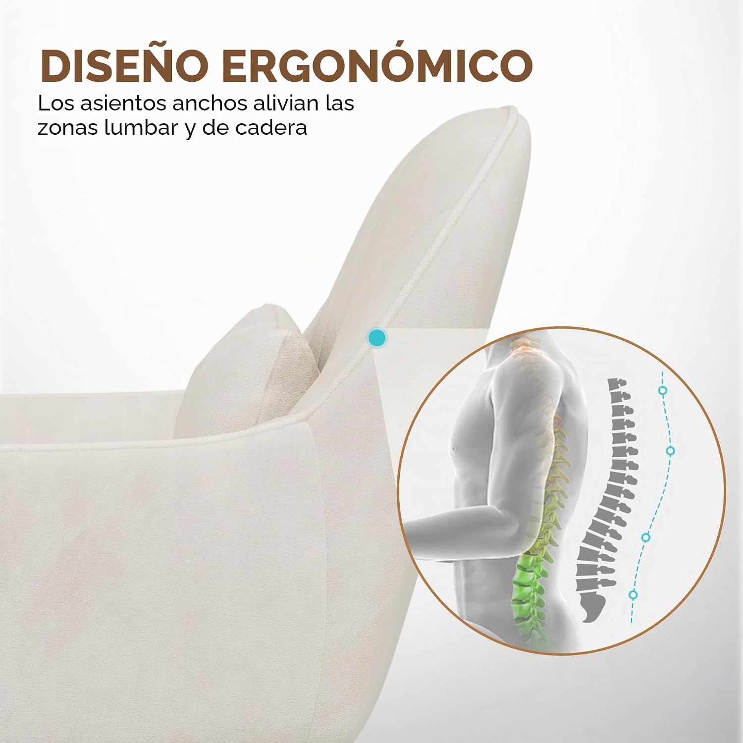 Silla giratoria para oficina en casa, silla de trabajo acolchada de terciopelo con ajuste de al., tocador con ruedas y cojín, silla de acento moderna con respaldo medio para dormitorio y sala de lectura, beige