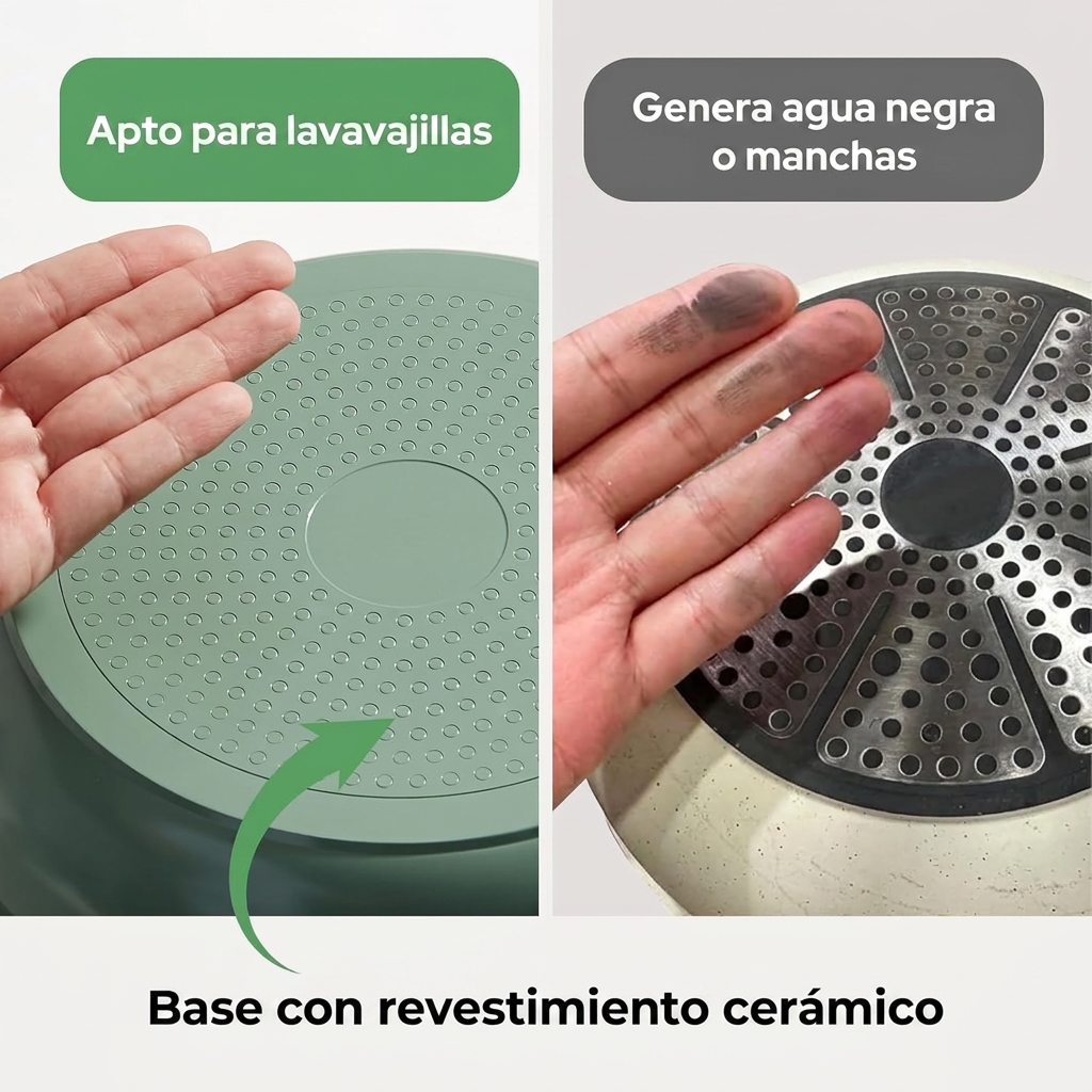 Set de sartenes y ollas, 16 pzas, antiadherente de cerámica, con asas desmontables; sartén 20/26 cm, sartén profunda 26 cm, olla 18/20 cm; set de ollas apilable para todas las cocinas, apto para horno