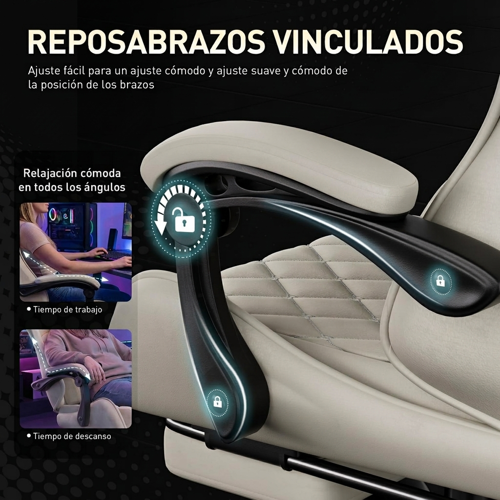 Silla gaming con función de masaje, imitación de ante transpirable, silla de oficina ergonómica con reposapiés, reposacabezas y cojín lumbar, silla para PC, amigable con la piel, duradera, espuma de alta densidad, certificada por SGS