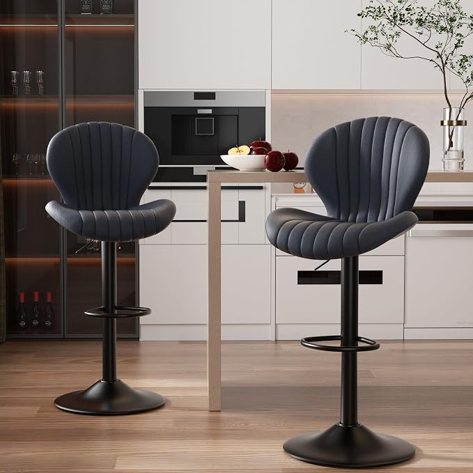 Set de 2 taburetes de bar modernos giratorios, con respaldo alto, montaje fácil en 3–5 minutos para barra, cocina y comedor, color beige