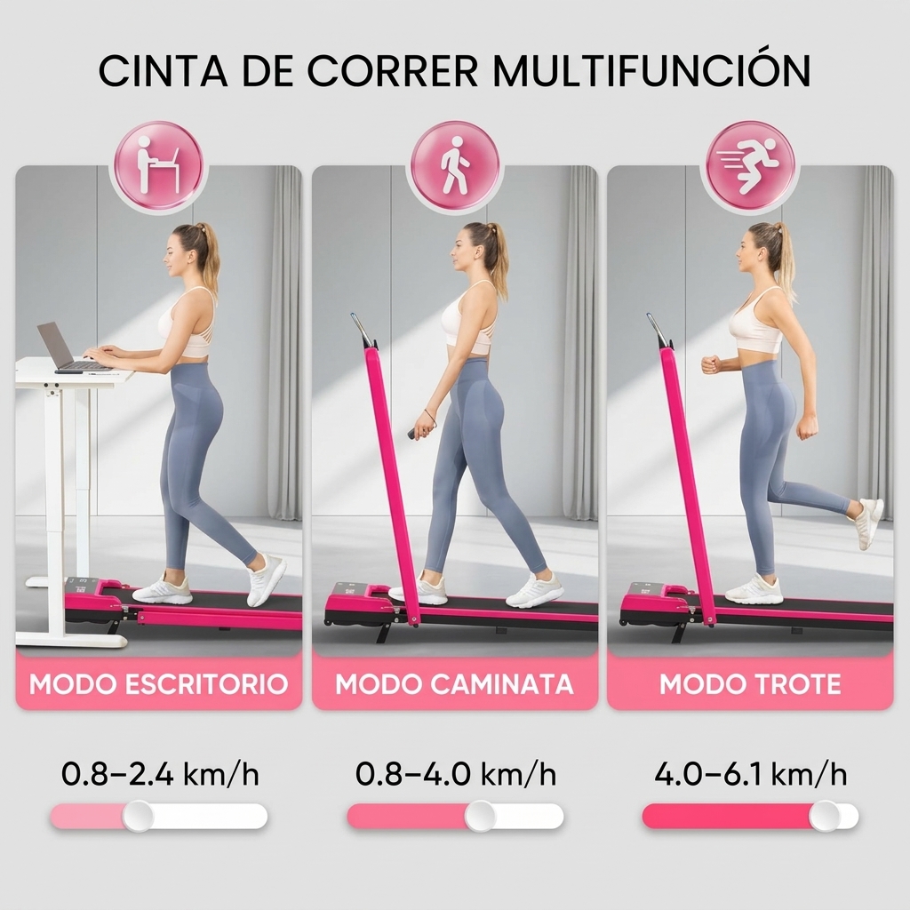 Cinta de correr plegable con inclinación ajustable y pasamanos, plataforma para caminar con motor silencioso, capacidad de carga de 150 kg (330 libras), control remoto y ruedas para fácil movilidad, sistema de doble amortiguación; equipo de gimnasio y ent