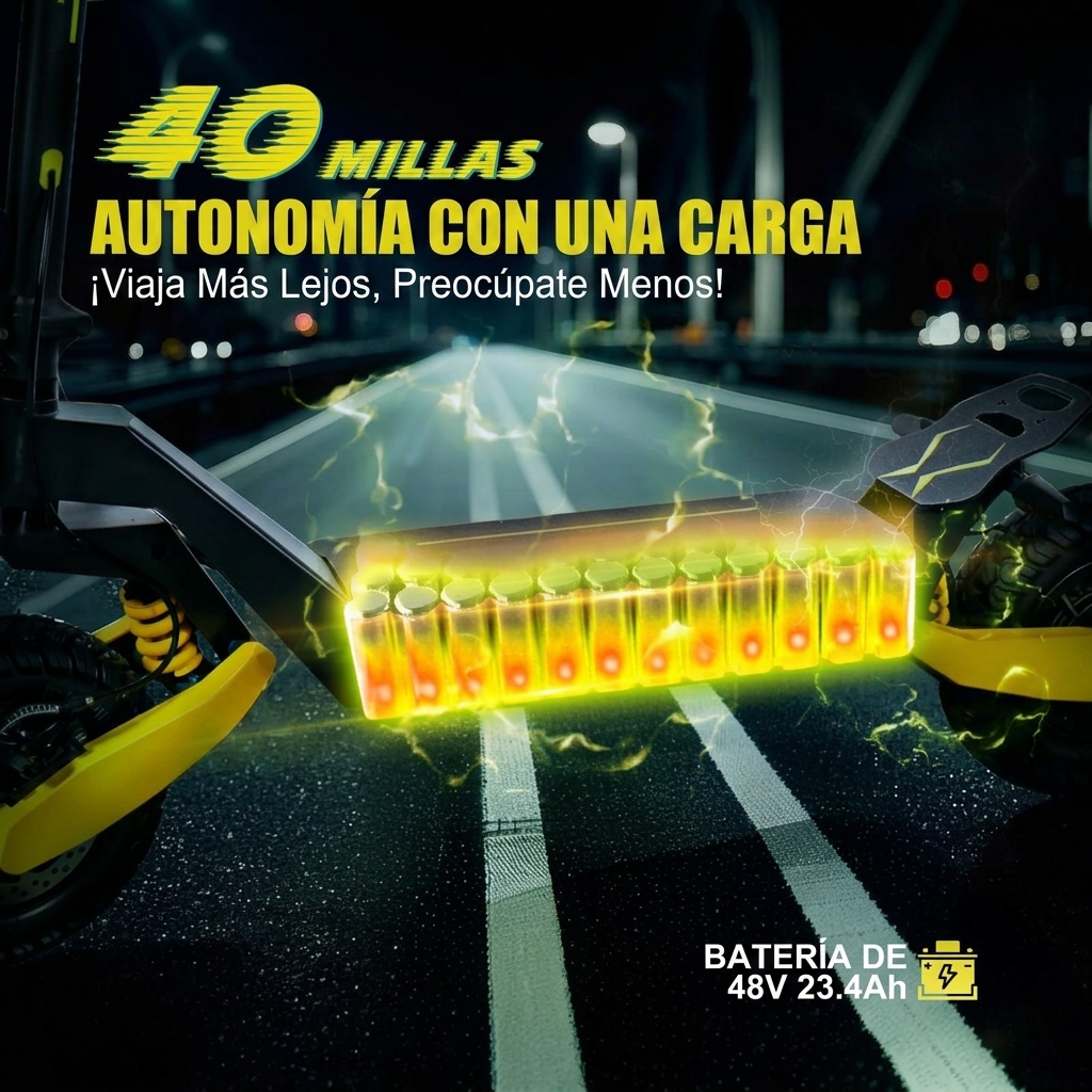 Patinete eléctrico todoterreno, potente motor de 1200 W, velocidad máxima de 48 km/h, autonomía de 32 a 64 km, se pliega en 3 segundos, capacidad de carga máxima de 150 kg, doble amortiguación, patinete eléctrico todoterreno plegable.