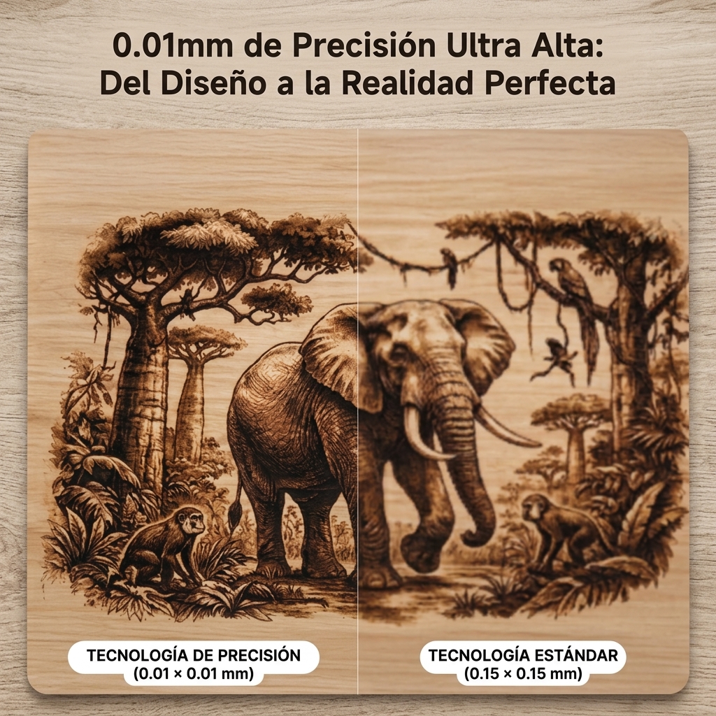 Máquina de grabado láser portátil con Wi-Fi, cuerpo plegable preensamblado, control mediante aplicación, precisión de grabado de 0,01 mm, velocidad de grabado de 10000 mm/min, apta para diversos materiales como madera, cuero, metal y acrílico; una potente