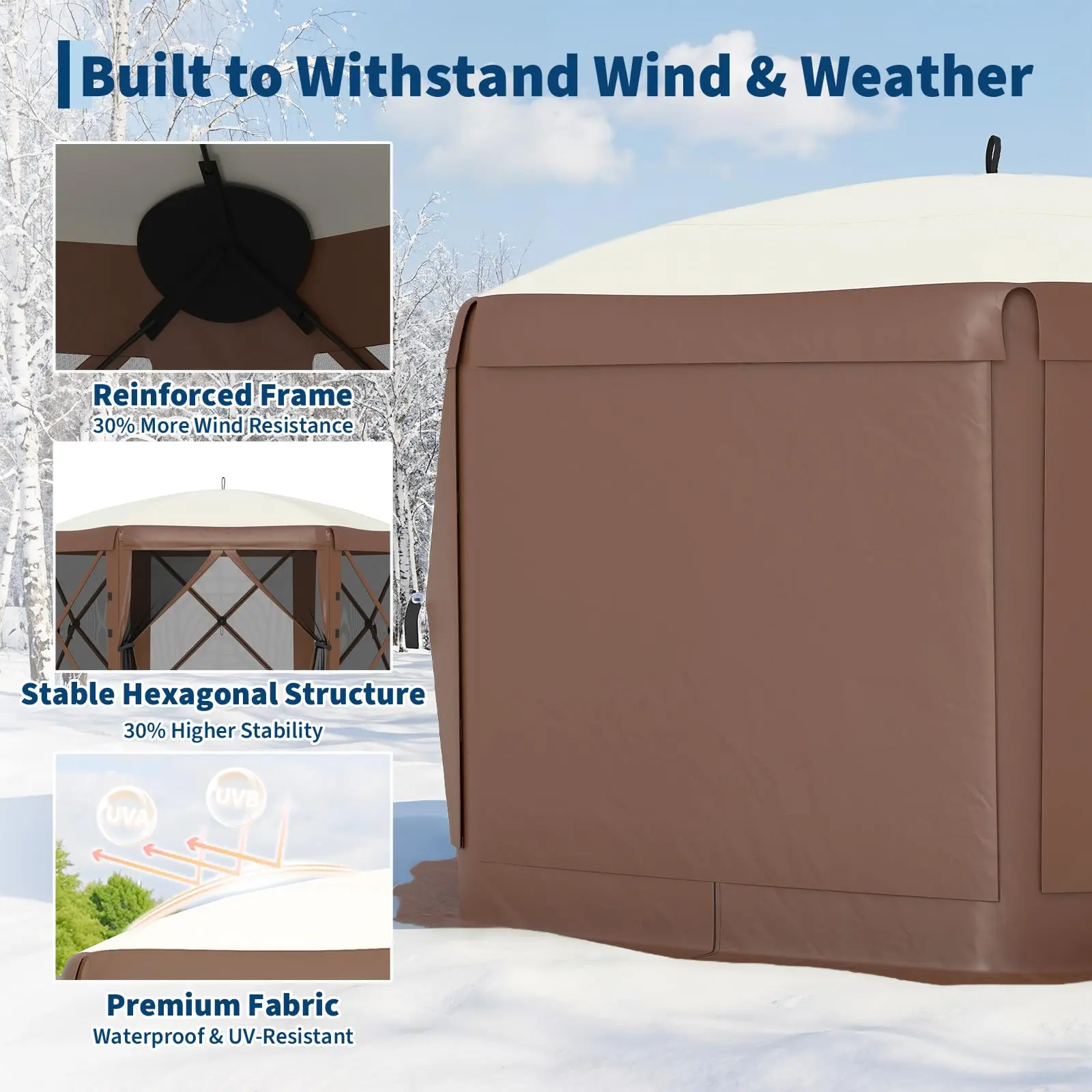 Carpa plegable hexagonal de 13 x 13 pies para exteriores