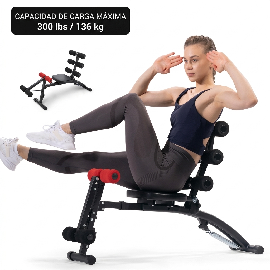 Entrenador de músculos abdominales, Banco de abdominales ajustable, entrenador de músculos abdominales para entrenamiento en casa para cintura, caderas, piernas, máx. 136 kg, para sentarse / bicicleta de aire / levantamiento de piernas, etc.