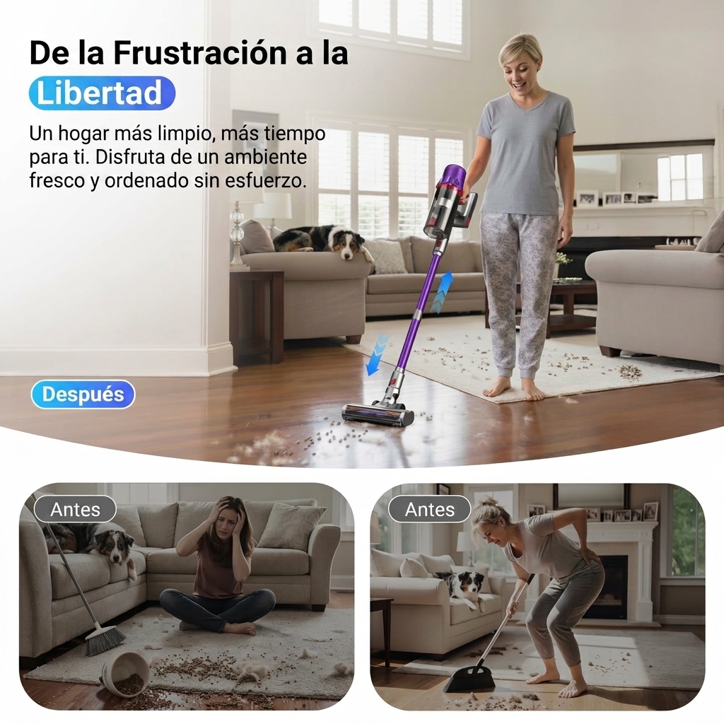 [Lanzamiento de nuevo producto en 2026] Aspiradora inalámbrica multifuncional, 45 minutos de autonomía, 180 W de potente succión, aspiradora de mano vertical, equipada con filtro HEPA, ligera y portátil, potente succión, cabezal de cepillo antienredos, lu