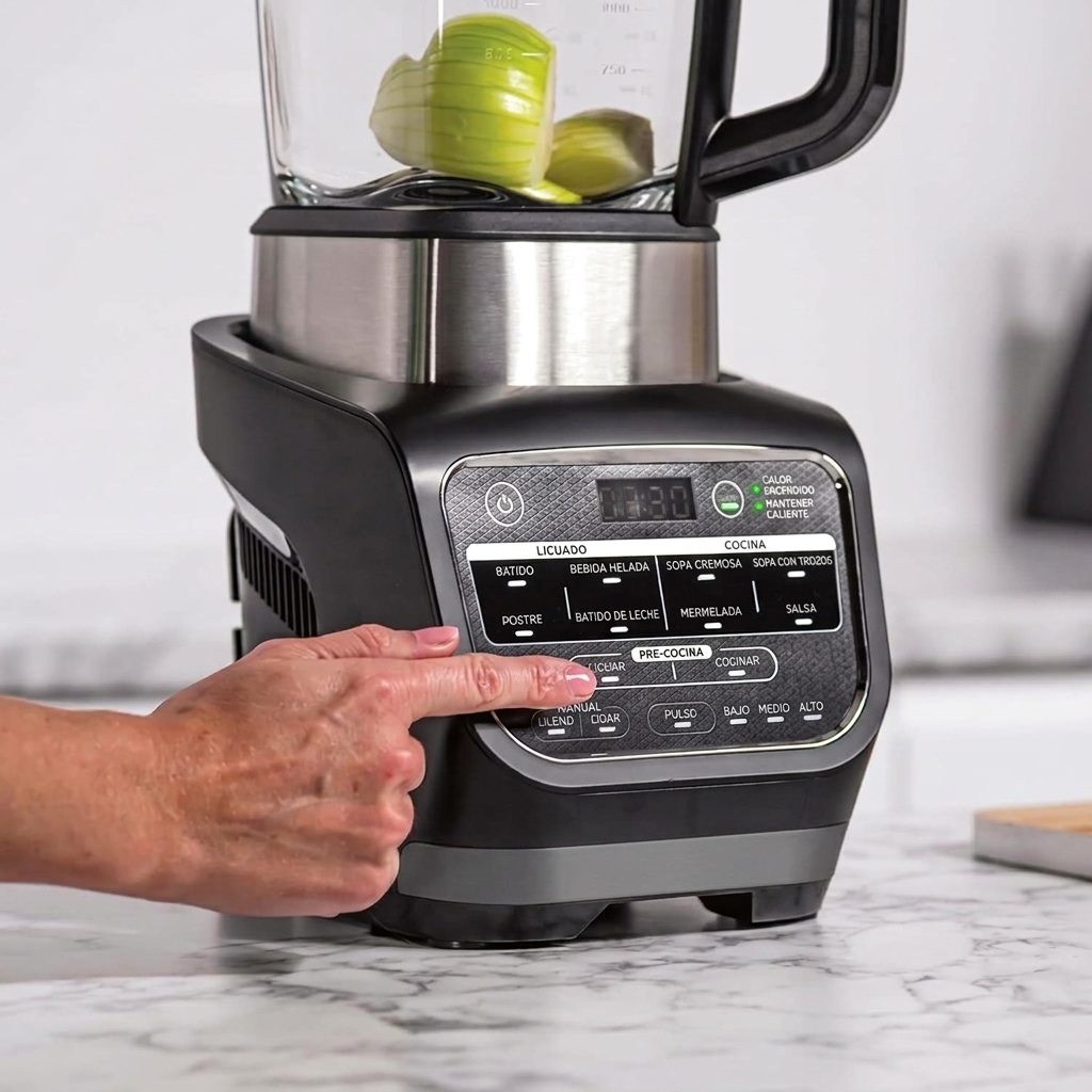 Batidora de Vaso de Cristal y Sopera Eléctrica 1000W, Batidora Caliente y Fría para Sopas, Cremas, Smoothies y Bebidas, Jarra de Cristal para Cocina, Ideal para Comidas Caseras