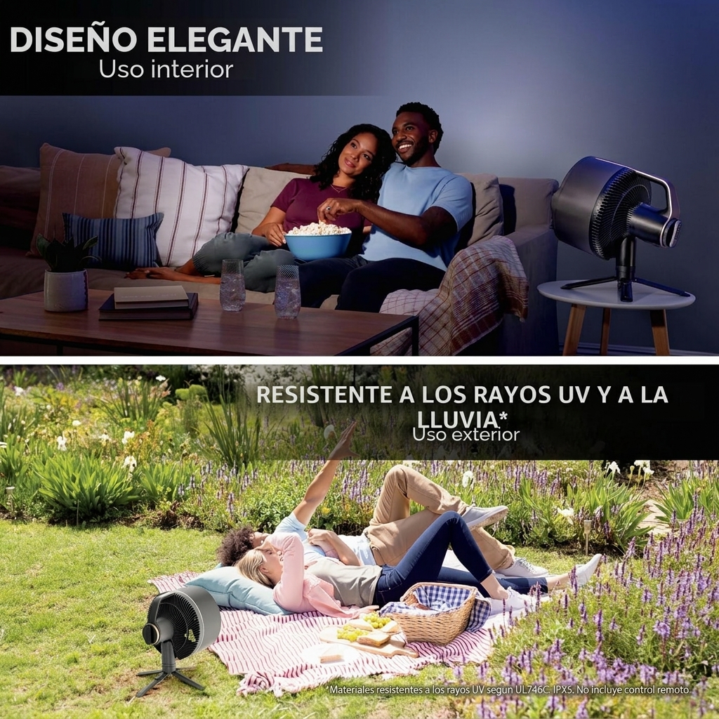 Ventilador inalámbrico para interiores y exteriores con sistema de nebulización al aire libre, alcance de enfriamiento de 20 m, tiempo de funcionamiento de 24 horas