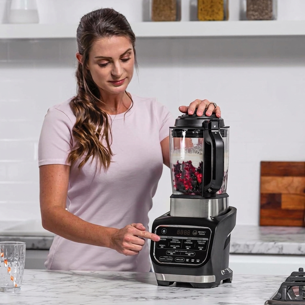 Batidora de Vaso de Cristal y Sopera Eléctrica 1000W, Batidora Caliente y Fría para Sopas, Cremas, Smoothies y Bebidas, Jarra de Cristal para Cocina, Ideal para Comidas Caseras