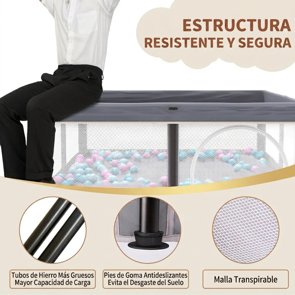 Parque infantil plegable para bebés con alfombra de 50"x50", parque infantil para bebés y niños pequeños con puerta transpirable, parque infantil plegable de viaje con 50 pelotas de agua, parque infantil de suelo.