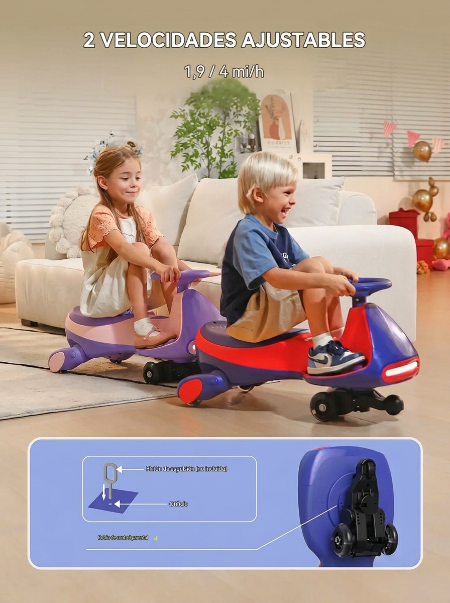 Bicicleta eléctrica infantil de 12 V con pedales, batería, función CyberWiggle, cochecito 2 en 1, 2 velocidades, ruedas antideslizantes con luces intermitentes, conectividad Bluetooth, apta para niños de 3 años en adelante, capacidad de peso máximo de 150