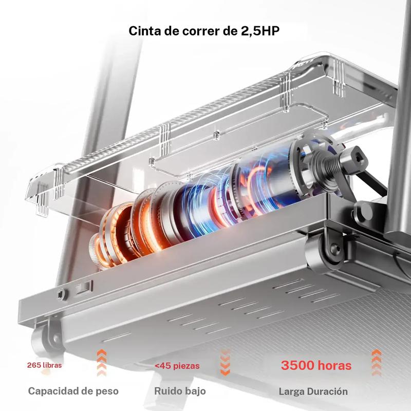Cinta de correr inclinada con mango con para el hogar y la Oficina, cinta de correr con con almohadilla para caminar, capacidad de peso de 265 libras, cintas de correr plegables silenciosas de 2,5HP, tres pantallas LED