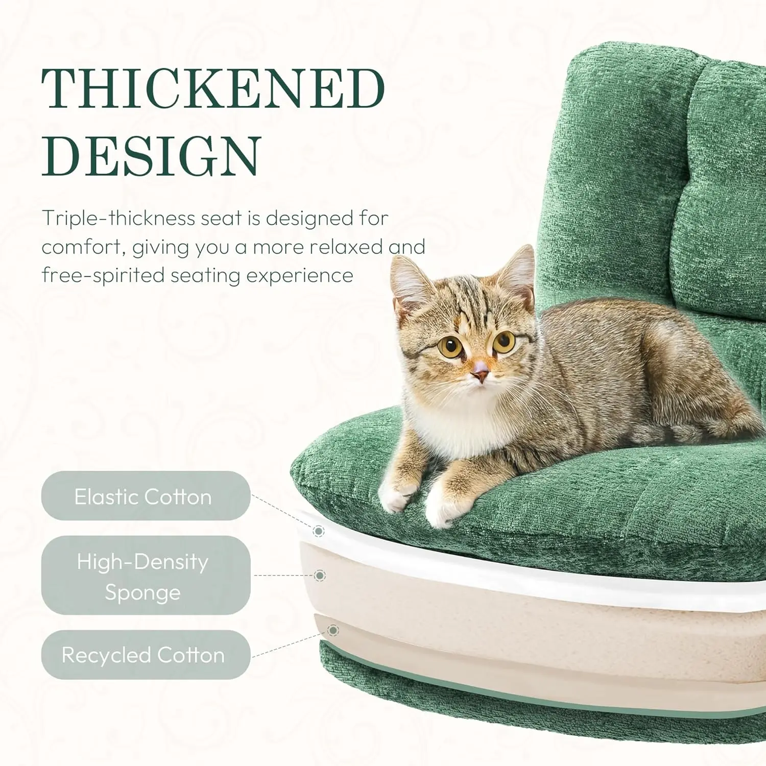 Envío gratis🌿Silla extra grande con diseño entrecruzado, ruedas y tapicería de primera calidad