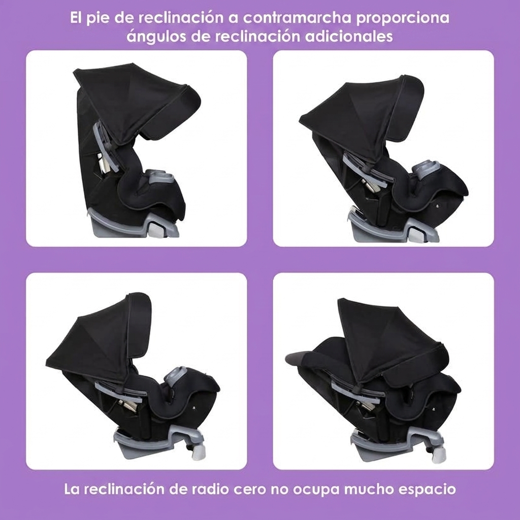 Silla de coche para bebé convertible ajustable 4 en 1 de alta gama con parasol integrado y protección contra impactos laterales.