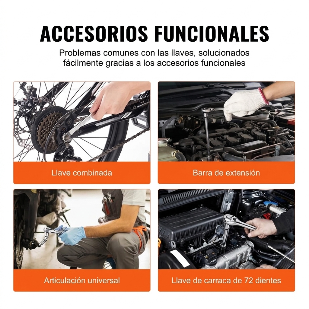 Envío gratis - Juego de herramientas y llaves de vaso para reparación de automóviles - Incluye 450 piezas (en medidas imperiales y métricas) de llaves de vaso profundas y estándar de 1/4", 3/8" y 1/2", con puntas, llaves hexagonales, llaves combinadas y d