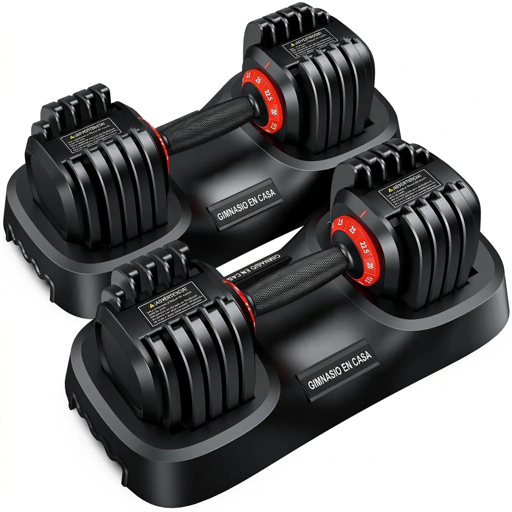 Mancuernas ajustables de 55 libras: set de gimnasio en casa 5 en 1