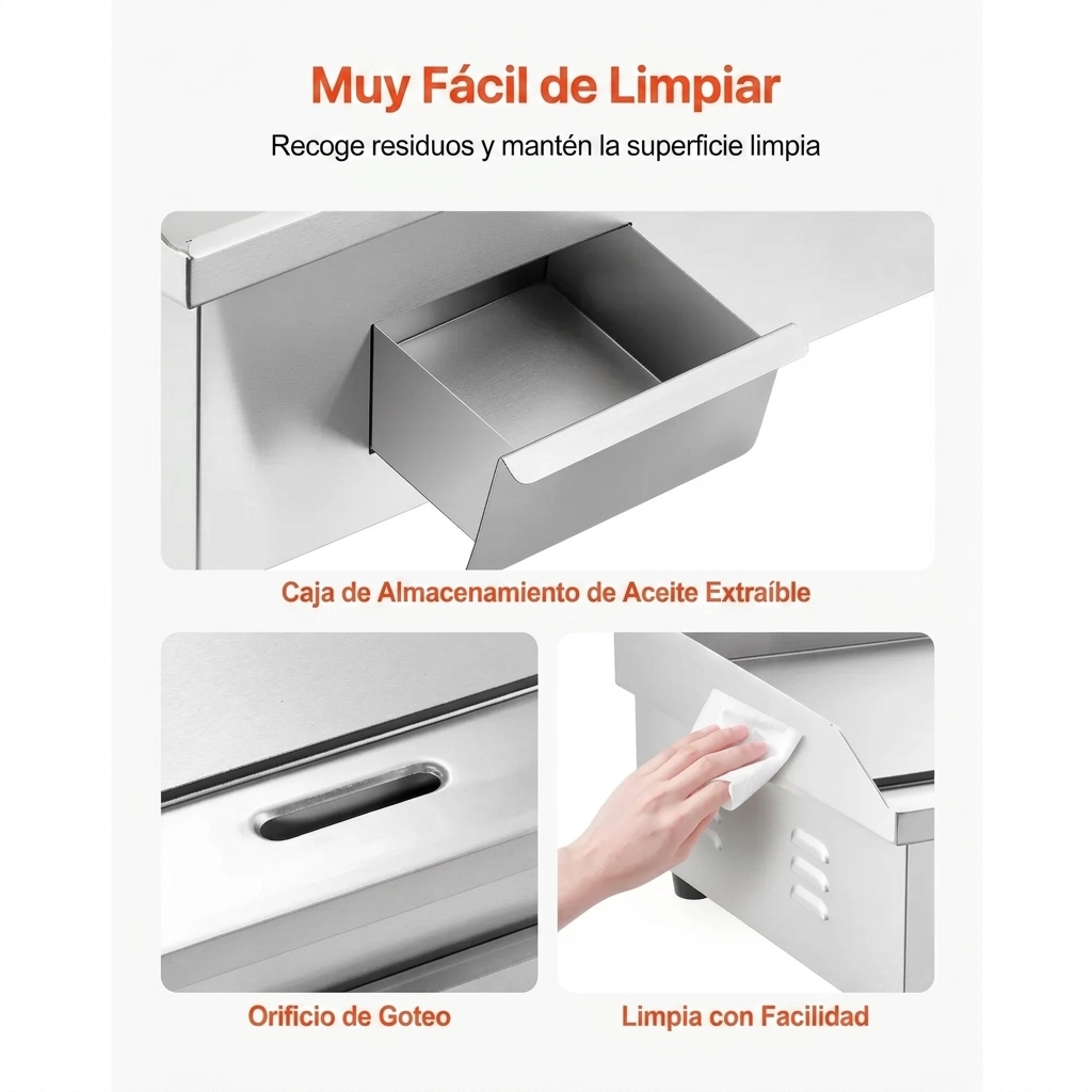 Plancha eléctrica de 21 pulgadas – Parrilla de acero inoxidable de 1750 W